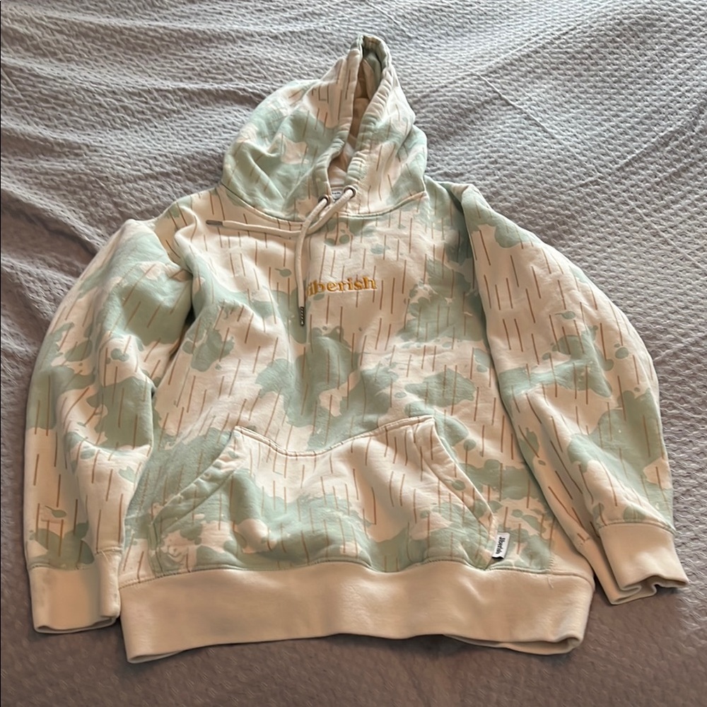 Elegant Cream and Green Hooded Jacket